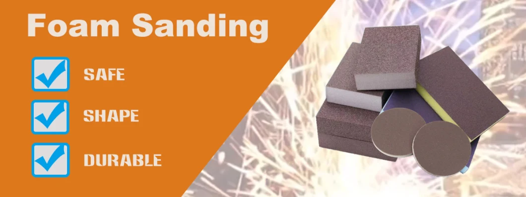 High-Density Abrasive Sanding Sponge Foam Block 100X70X25mm Grit 40/60/80/100/120/150/180/240/320/400 for Hand Sanding